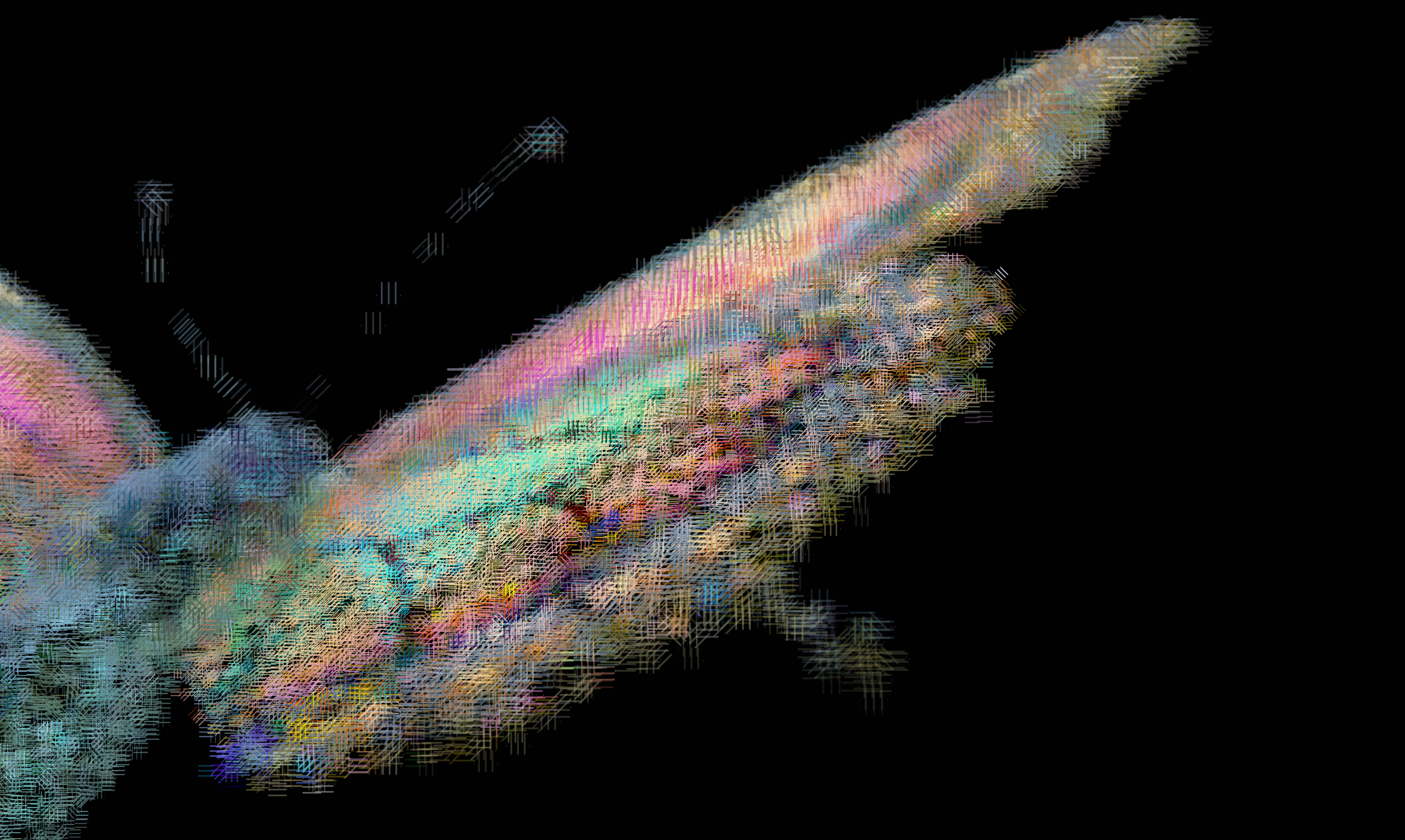 InkField rendering a Gaussian splat scan as a field of directional glyphs.