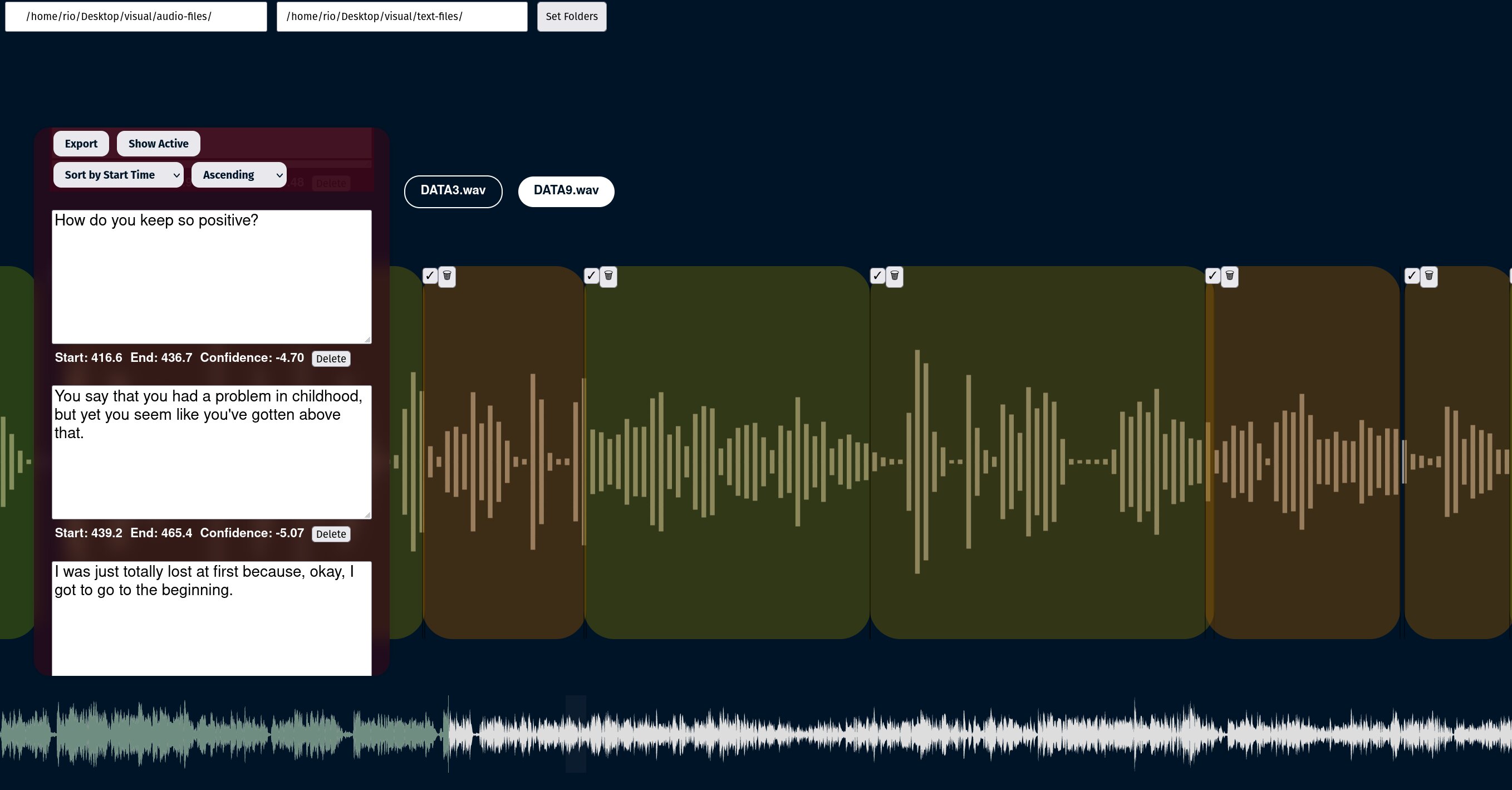 Screenshot of VocalForge voice dataset curation interface.